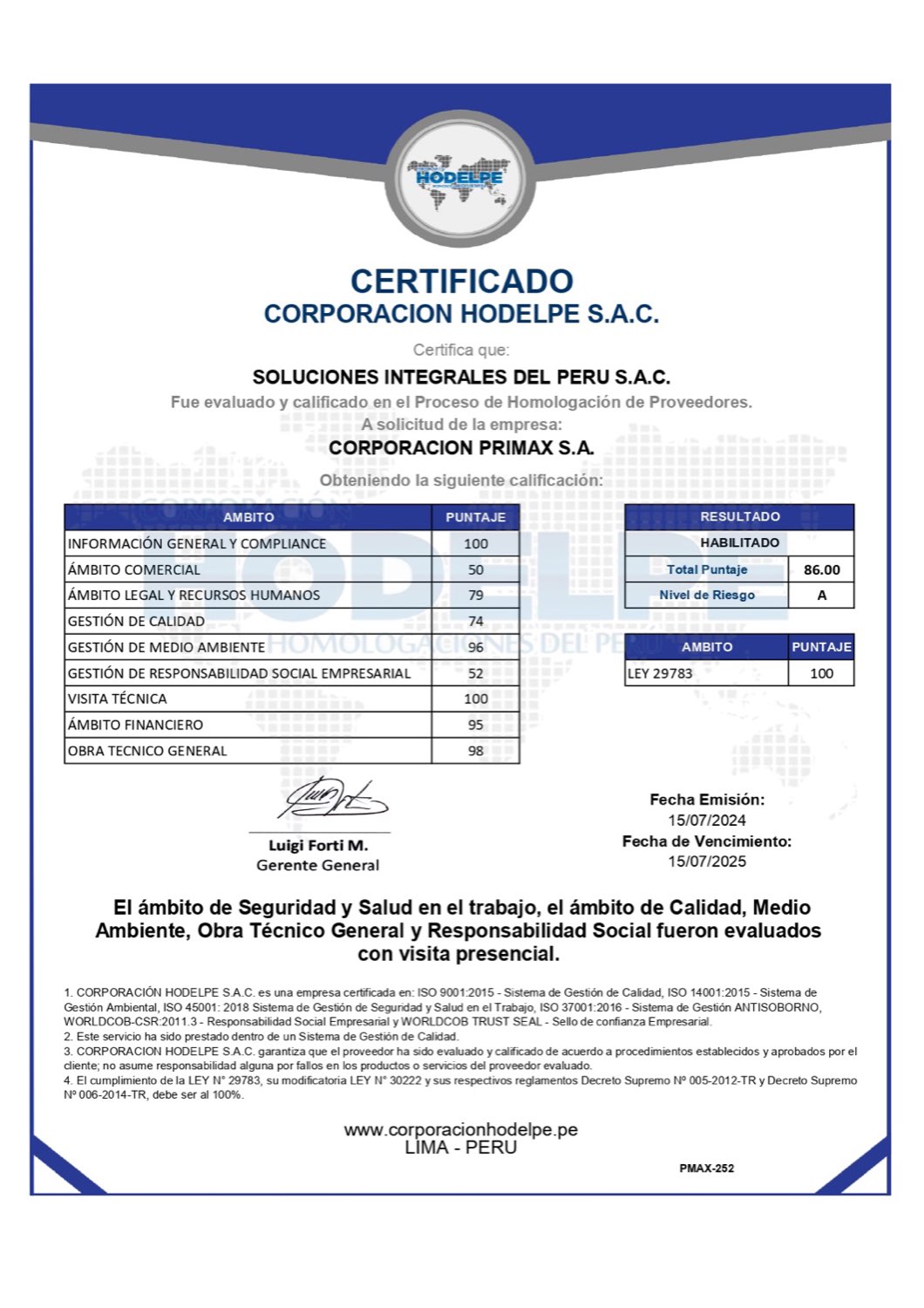 Certificado Hodelpe SIP